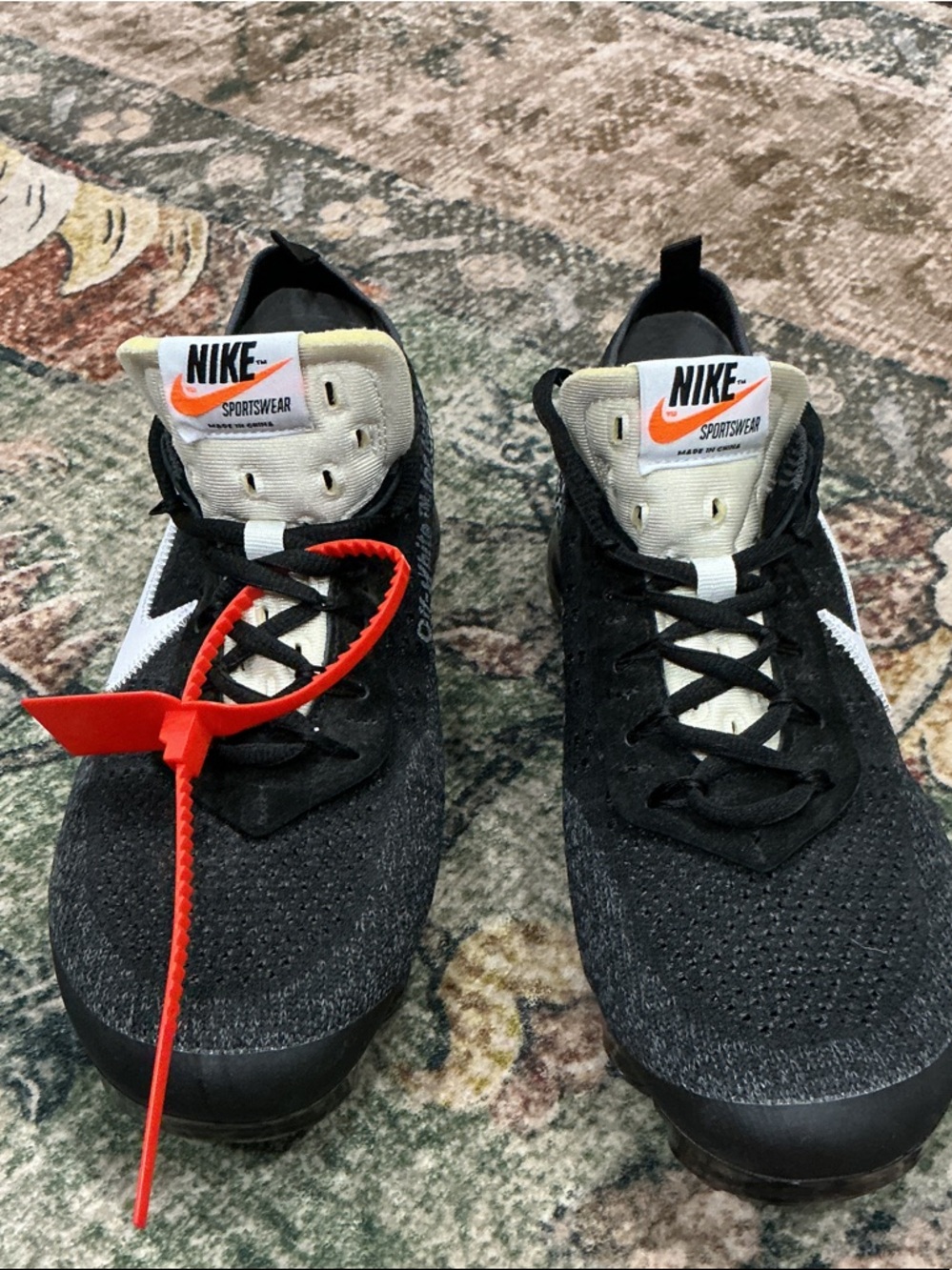 Nike Black & White Knit Sneakers with Orange Tag